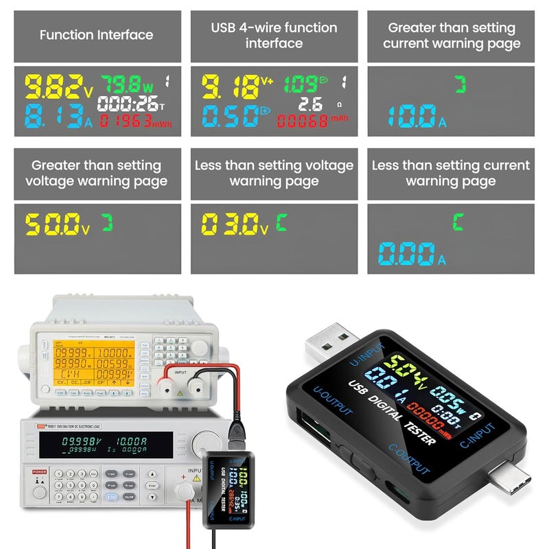 FORIOT USB and Type-C Tester - Multi-Functional Digital Tester for DC 4.5-36V, 0-8A Current and Voltage Meter, Supports Multiple Fast Charging Protocols - Image 4